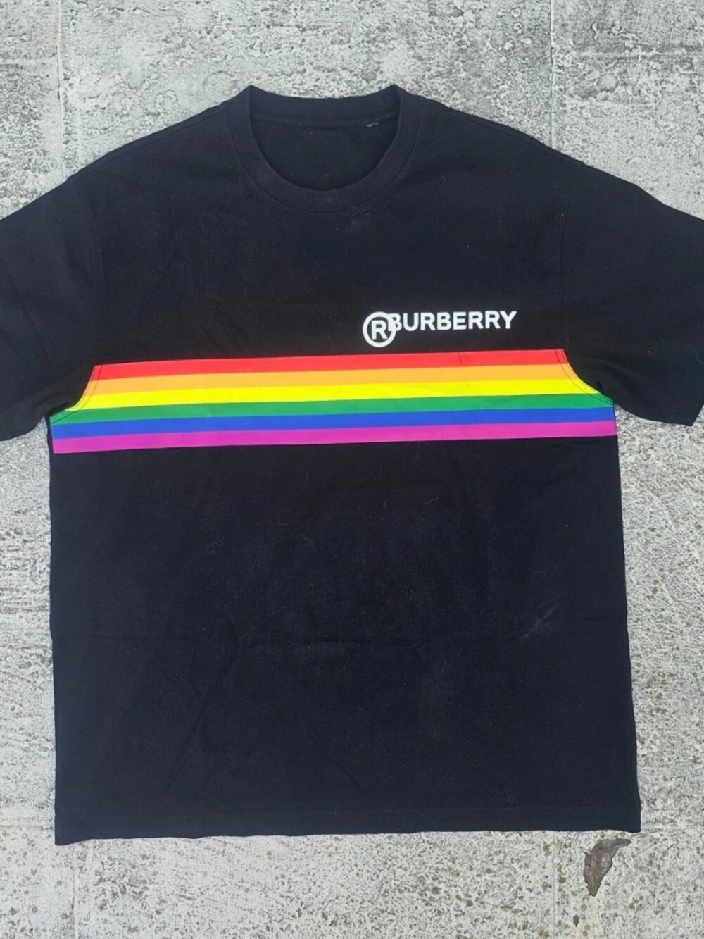 Burberry Men T Shirt Black Crew Neck Short Sleeve Graphic Tee Size L Read desc